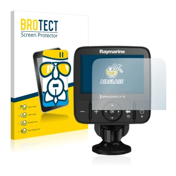 Parte frontale di una confezione del prodotto con il logo del marchio BROTECT. Accanto è raffigurato il dispositivo Raymarine 