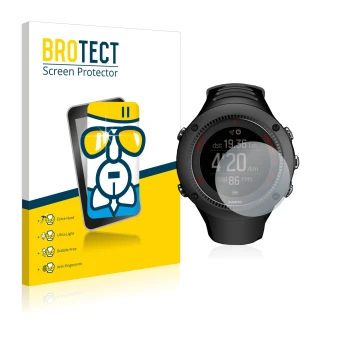 Parte frontale di una confezione del prodotto con il logo del marchio BROTECT. Accanto è raffigurato il dispositivo Suunto Amb