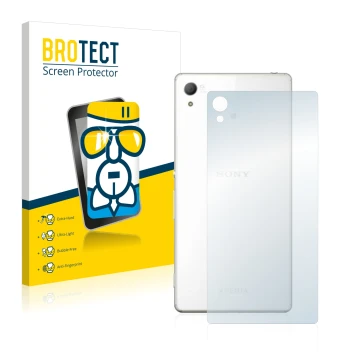 Parte frontale di una confezione del prodotto con il logo del marchio BROTECT. Accanto è raffigurato il dispositivo Sony Xperi