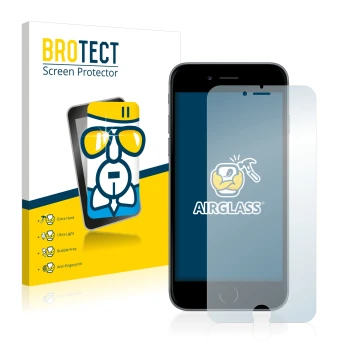 Parte frontale di una confezione del prodotto con il logo del marchio BROTECT. Accanto è raffigurato il dispositivo Apple iPho