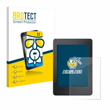 Parte frontale di una confezione del prodotto con il logo del marchio BROTECT. Accanto è raffigurato il dispositivo Amazon Kin