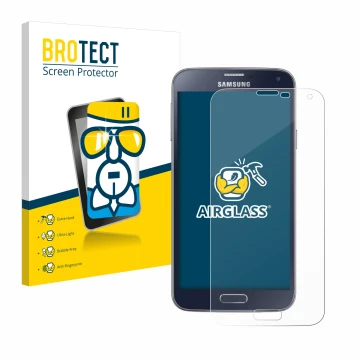 Parte frontale di una confezione del prodotto con il logo del marchio BROTECT. Accanto è raffigurato il dispositivo Samsung Ga