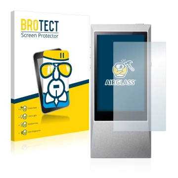 Parte frontale di una confezione del prodotto con il logo del marchio BROTECT. Accanto è raffigurato il dispositivo Astell&Ker
