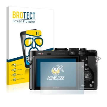 Parte frontale di una confezione del prodotto con il logo del marchio BROTECT. Accanto è raffigurato il dispositivo Sony Cyber