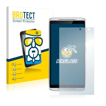 Parte frontale di una confezione del prodotto con il logo del marchio BROTECT. Accanto è raffigurato il dispositivo Lenovo Vib