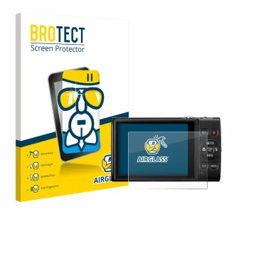 Parte frontale di una confezione del prodotto con il logo del marchio BROTECT. Accanto è raffigurato il dispositivo Canon Digi