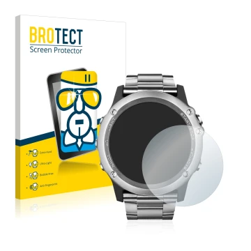 Parte frontale di una confezione del prodotto con il logo del marchio BROTECT. Accanto è raffigurato il dispositivo Garmin Fen