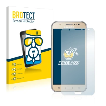 Parte frontale di una confezione del prodotto con il logo del marchio BROTECT. Accanto è raffigurato il dispositivo Samsung Ga