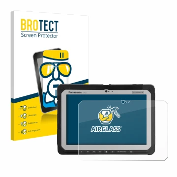 Parte frontale di una confezione del prodotto con il logo del marchio BROTECT. Accanto è raffigurato il dispositivo Panasonic 