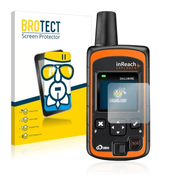 Parte frontale di una confezione del prodotto con il logo del marchio BROTECT. Accanto è raffigurato il dispositivo DeLorme in