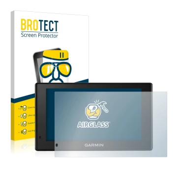 Parte frontale di una confezione del prodotto con il logo del marchio BROTECT. Accanto è raffigurato il dispositivo Garmin Dri