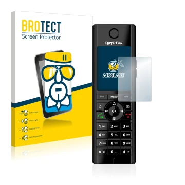 Parte frontale di una confezione del prodotto con il logo del marchio BROTECT. Accanto è raffigurato il dispositivo AVM Fritz!