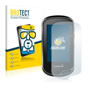 Parte frontale di una confezione del prodotto con il logo del marchio BROTECT. Accanto è raffigurato il dispositivo Garmin Ore