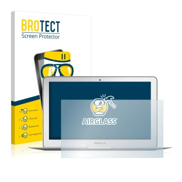 Parte frontale di una confezione del prodotto con il logo del marchio BROTECT. Accanto è raffigurato il dispositivo Apple MacB