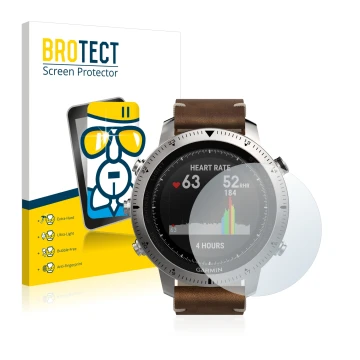 Parte frontale di una confezione del prodotto con il logo del marchio BROTECT. Accanto è raffigurato il dispositivo Garmin Fen