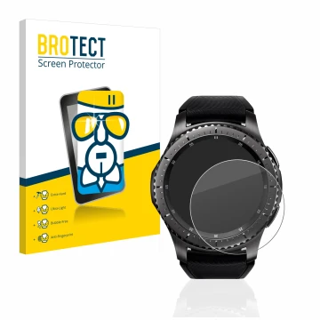 Parte frontale di una confezione del prodotto con il logo del marchio BROTECT. Accanto è raffigurato il dispositivo Samsung Ge