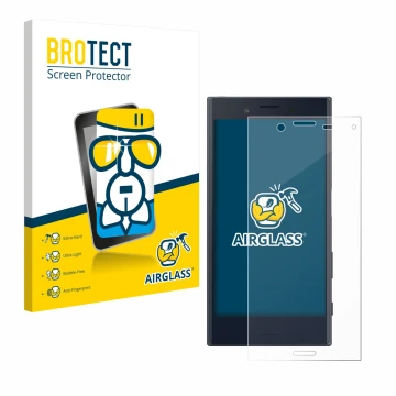 Parte frontale di una confezione del prodotto con il logo del marchio BROTECT. Accanto è raffigurato il dispositivo Sony Xperi