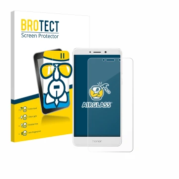 Parte frontale di una confezione del prodotto con il logo del marchio BROTECT. Accanto è raffigurato il dispositivo Honor 6X c