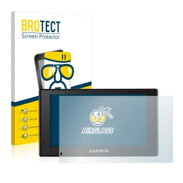 Parte frontale di una confezione del prodotto con il logo del marchio BROTECT. Accanto è raffigurato il dispositivo Garmin Dri