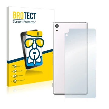 Parte frontale di una confezione del prodotto con il logo del marchio BROTECT. Accanto è raffigurato il dispositivo Sony Xperi