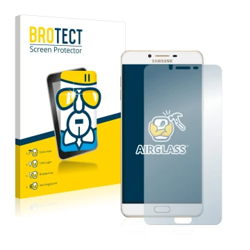 Parte frontale di una confezione del prodotto con il logo del marchio BROTECT. Accanto è raffigurato il dispositivo Samsung Ga