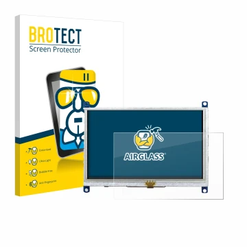 Parte frontale di una confezione del prodotto con il logo del marchio BROTECT. Accanto è raffigurato il dispositivo Raspberry 