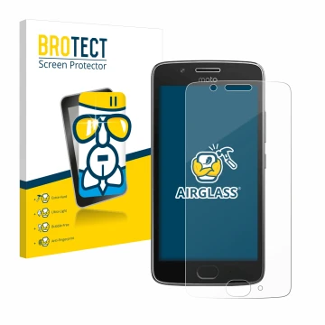 Parte frontale di una confezione del prodotto con il logo del marchio BROTECT. Accanto è raffigurato il dispositivo Motorola M