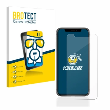 Parte frontale di una confezione del prodotto con il logo del marchio BROTECT. Accanto è raffigurato il dispositivo Apple iPho