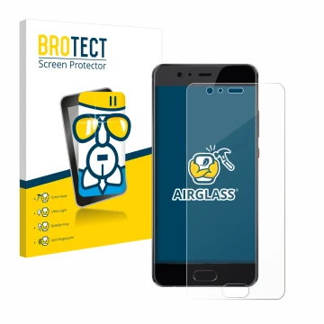 Parte frontale di una confezione del prodotto con il logo del marchio BROTECT. Accanto è raffigurato il dispositivo Huawei P10