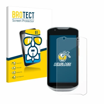 Parte frontale di una confezione del prodotto con il logo del marchio BROTECT. Accanto è raffigurato il dispositivo Zebra TC56