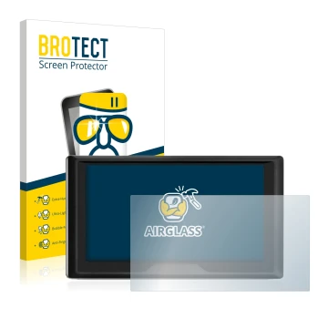 Parte frontale di una confezione del prodotto con il logo del marchio BROTECT. Accanto è raffigurato il dispositivo Garmin Dri