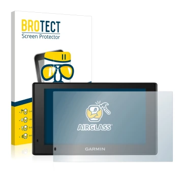Parte frontale di una confezione del prodotto con il logo del marchio BROTECT. Accanto è raffigurato il dispositivo Garmin Dri