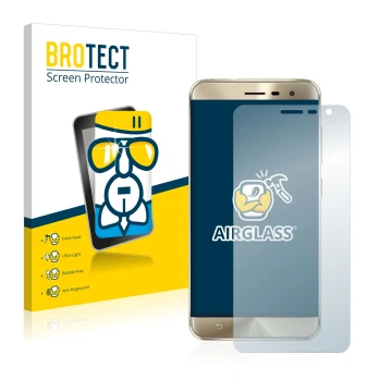 Parte frontale di una confezione del prodotto con il logo del marchio BROTECT. Accanto è raffigurato il dispositivo ASUS ZenFo
