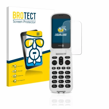 Parte frontale di una confezione del prodotto con il logo del marchio BROTECT. Accanto è raffigurato il dispositivo Doro 6050 