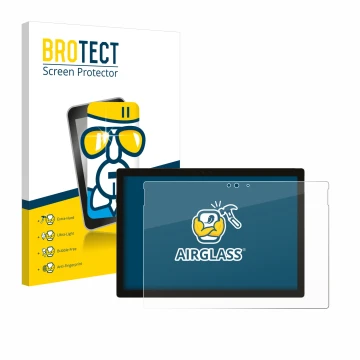 Parte frontale di una confezione del prodotto con il logo del marchio BROTECT. Accanto è raffigurato il dispositivo Microsoft 