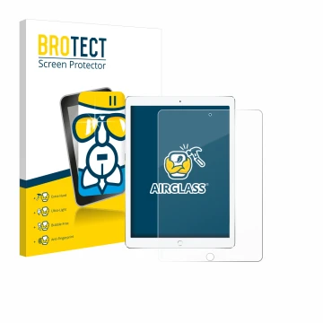 Parte frontale di una confezione del prodotto con il logo del marchio BROTECT. Accanto è raffigurato il dispositivo Apple iPad