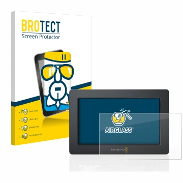 Parte frontale di una confezione del prodotto con il logo del marchio BROTECT. Accanto è raffigurato il dispositivo Blackmagic