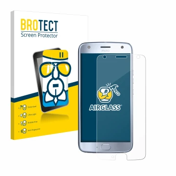 Parte frontale di una confezione del prodotto con il logo del marchio BROTECT. Accanto è raffigurato il dispositivo Motorola M