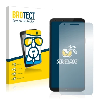 Parte frontale di una confezione del prodotto con il logo del marchio BROTECT. Accanto è raffigurato il dispositivo LG Q6 con 