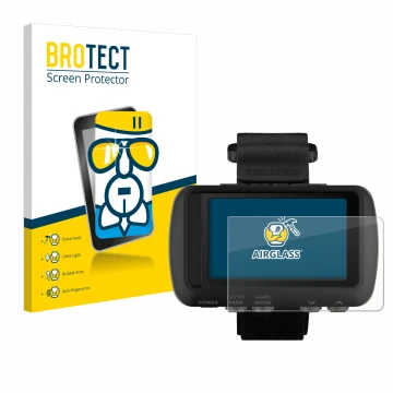 Parte frontale di una confezione del prodotto con il logo del marchio BROTECT. Accanto è raffigurato il dispositivo Garmin For