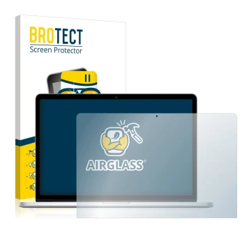 Parte frontale di una confezione del prodotto con il logo del marchio BROTECT. Accanto è raffigurato il dispositivo Apple MacB