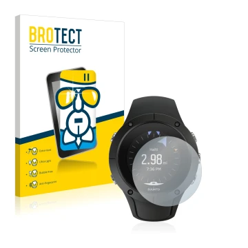 Parte frontale di una confezione del prodotto con il logo del marchio BROTECT. Accanto è raffigurato il dispositivo Suunto Spa