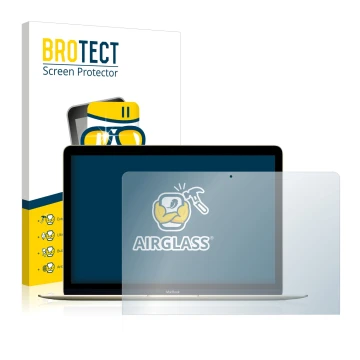 Parte frontale di una confezione del prodotto con il logo del marchio BROTECT. Accanto è raffigurato il dispositivo Apple MacB