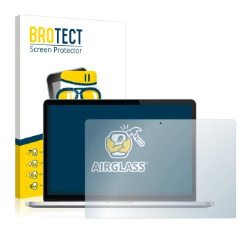 Parte frontale di una confezione del prodotto con il logo del marchio BROTECT. Accanto è raffigurato il dispositivo Apple MacB