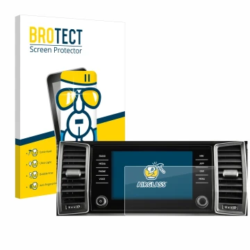 Parte frontale di una confezione del prodotto con il logo del marchio BROTECT. Accanto è raffigurato il dispositivo Skoda Colu