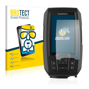 Parte frontale di una confezione del prodotto con il logo del marchio BROTECT. Accanto è raffigurato il dispositivo Garmin Str