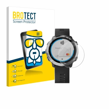 Parte frontale di una confezione del prodotto con il logo del marchio BROTECT. Accanto è raffigurato il dispositivo Garmin For