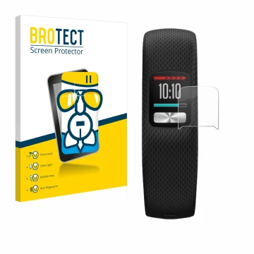 Parte frontale di una confezione del prodotto con il logo del marchio BROTECT. Accanto è raffigurato il dispositivo Garmin Viv