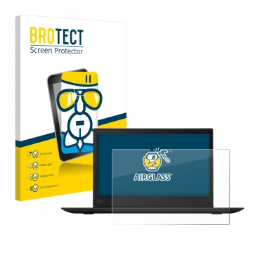 Parte frontale di una confezione del prodotto con il logo del marchio BROTECT. Accanto è raffigurato il dispositivo Lenovo Thi