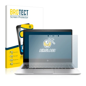 Parte frontale di una confezione del prodotto con il logo del marchio BROTECT. Accanto è raffigurato il dispositivo HP EliteBo